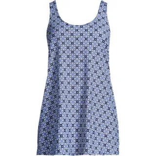 Badekleid mit rundem Ausschnitt in Plus-Größe, Damen, size: plus, Blau, Elasthan/Nylon, by Lands' End