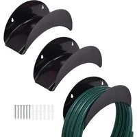 relaxdays Schlauchhalterung Schlauchhalter im 3er Set, (3-tlg., schwarz)