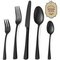 LuxusKollektion Besteck-Set Besteckset 60tlg 12 Personen 60 Teilig-schwarz Matt 60 teilig