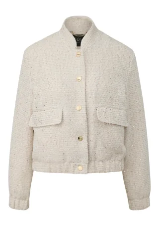 s.Oliver BLACK LABEL - Blouson in strukturierter Optik mit Stehkragen beige - Gr. - 40