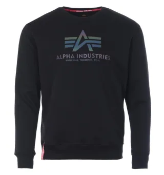 Alpha Industries Regenbogen-Print Rundhals Sweatshirt - Schwarz