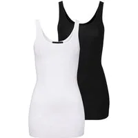 Melrose Longtop (2er-Pack) mit dezentem Glitzer-Logo am Rücken