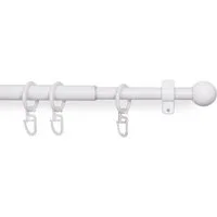 Bestlivings Gardinenstange mit dekorativen Endstücken 120-220 cm, Ø 16 mm, 1-läufig, ausziehbar, Wandträger, verschraubt, Metall, inkl. Ringe mit Faltlegehaken und Befestigungsmaterial