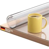 Björn&Schiller Tischdecke Transparent Tischfolie 2mm – Schutzfolie für Tisch, abgeschrägte Kante (Tischauflage – robust, zuschneidbar & pflegeleicht 1-tlg, 90x120 cm), hitzebeständig bis 55°C, wasserfest