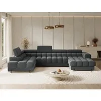 Lukas Möbel Wohnlandschaft Deisgner XXL-Sofa in U-Form Falco mit Schlaffunktion Bettkasten, mit Schlaffunktion, Bettkasten, verstellbaren Kopfsützen