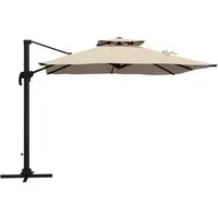 Outsunny Ampelschirm Sonnenschirm 360 grad schwenkbar, LxB: 294x294 cm, Gartenschirm, Terrassenschirm, für Balkon Alu Khaki