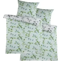 KH-Haushaltshandel Bettwäsche 4-tlg. Wende Seersucker Bettwäsche 2x (135x200 +80x80cm), Seersucker, 4 teilig, floral gemustert, 2 unterschiedl. farbige Seiten, bügelfrei