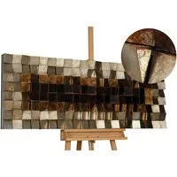KUNSTLOFT Wandbild Lustrous Pixel 127x55 cm, handgefertigtes Wandbild mit 3D Effekt