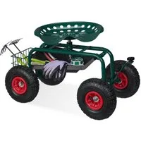 relaxdays Rollsitz Fahrbarer Gartensitz mit Stauraum, grün