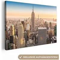 OneMillionCanvasses® Leinwandbild New York - Nebel - Skyline, Fotodruck (1 St), Leinwand Bilder Klein, Wand Dekoration Aesthetic 30x20 cm