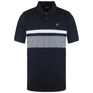 Lyle & Scott Gingham Yoke Stripe Herren Marine/Weiß Poloshirt
