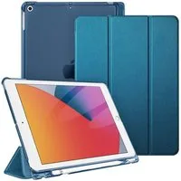 Fintie Tablet-Hülle für iPad 9. Gen 2021/8. Gen 2020/7. Gen 2019 10.2 Zoll mit Stifthalter, ultradünne leichte Case mit transparenter Rückseite & Auto Schlaf/Wach