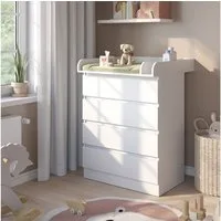 VitaliSpa® Wickelkommode Emmi, Weiß, 80 x 111.6 cm mit 4 Schubladen