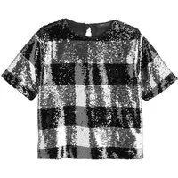 Next Paillettenshirt Gestreiftes Rundhals-T-Shirt mit Pailletten (1-tlg)