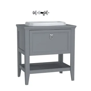 VitrA Valarte Set 78 cm Einbauwaschtisch + Waschtischunterschrank 1 Vollauszug Grau Matt,62196 62196