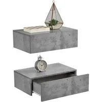 en.casa Nachtschrank »Oslo« in 2er Set mit Schublade 46x30x15cm Beton-Optik