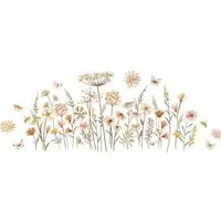 FELIXLEO Wandsticker Wandtattoo Boho Wandtattoo Wildblume Löwenzahn Schmetterling Löwenzahn (2 St)