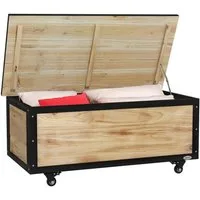 Outsunny Gartenbox 121L, aus Holz, Gartenbox, Auflagenbox mit Rollen (Aufbewahrungsbox, 1 St., Aufbewahrungskiste), für Balkon, Terrasse, Natur