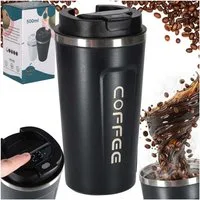 Ikonka Thermobecher Smart Thermobecher mit LED-Temperaturanzeige 500 ml – Schwarz / Weiß, LED-Temperaturanzeige im Deckel Doppelwandige Vakuumisolierung