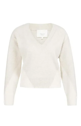 Yaya - Ton-in-Ton-Pullover mit Farbblock-Design beige - Gr. - XS