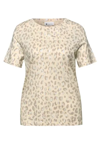 Street One - Leo-Shirt mit Foliendetails braun - Gr. - 42
