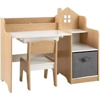 COSTWAY Kinderschreibtisch (2-St), mit Stuhl, Schülertisch mit Stauraum, Schublade