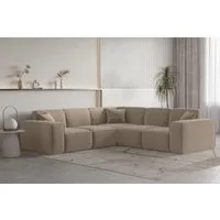 Fun Möbel Ecksofa Ecksofa Designersofa CELES PREMIUM Seite Universal in Stoff, Sofa Rücken echt bezogen