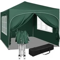 Woltu Faltpavillon, mit 4 Seitenteilen, 3x3 m, mit 4 Seitenwänden, höhenverstellbar