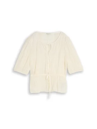 Denim Tom Tailor - Bluse mit Schleifen off white - Gr. - XL