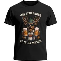 MoonWorks Print-Shirt Herren T-Shirt für das Oktoberfest – Mei Lederhosen is in da Wäsch – mit Print