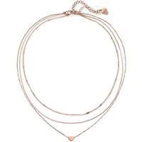 Hey Happiness Collierkettchen-Set Herz und Glieder Layer, Edelstahl vergoldet, Schlichte Damen Halsketten Love Sweetheart