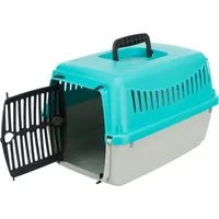 TRIXIE Tiertransportbox Transportbox Capri XXS - hellgrau/türkis - 26 × 25 × 39 cm