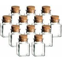 gouveo Vorratsglas Gewürzgläser 150 ml eckig mit Korken - Korkengläser mit Korkverschluss, (12-tlg)