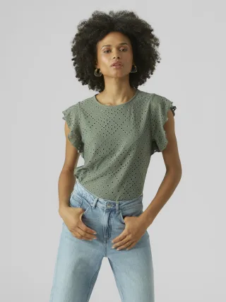 VERO MODA - VMTASSA SL FRILL TOP NOOS - Gr. - L