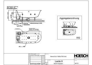 Hoesch Monolith Einbau Whirlwanne iSensi Eck 1600x750 links mit System Laola II 3977Z.010305001