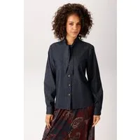 Aniston CASUAL Jeansbluse mit kleiner Schluppe am Rundhals-Ausschnitt - NEUE KOLLEKTION