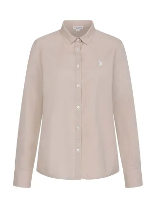 U.S. Polo Assn. Damen Leinenshirt aus Leinen-Baumwollmix