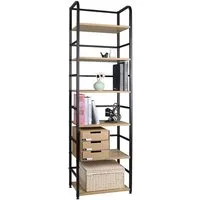 Woltu Standregal, Standregal mit 6 Ablage 50x30x176cm Eiche Hell