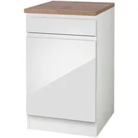 KOCHSTATION Unterschrank KS-Virginia,neu in verbesserter Ausführung (Stauraum, Softclose, mit CPL-Arbeitsplatte) Breite 50 cm, 1 Tür, 1 Schubkasten, Soft-Close-Funktion