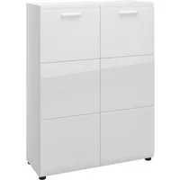 Lomadox Schuhschrank MALABO-129 Kommode 90 cm breit in weiß Hochglanz