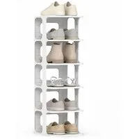 COSTWAY Schuhregal, schmal stapelbar vertikaler Schuhorganizer Kunststoff 24,5x27,5x76,5cm