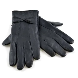 Damen Damen Fleece gefüttert Warm Schafsleder Handschuhe mit Schleife