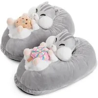 Corimori Tier Pantoffeln für Erwachsene Einheitsgröße 34-44 Plüsch Hausschuhe (Packung, Geschenk) EU Einheitsgröße 34-44, Holly der Hamster, für Kinder und Erwachsene