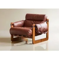 oleyluckidea Relaxsessel Vintage,loungesessel Braun PU-Leder,sessel wohnzimmer Massivholzbeinen (Einzelstück), Massivholzrahmen