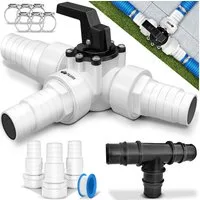 tillvex Gartentisch tillvex® Bypass Set Pool Solarheizung Poolheizung Heizung Solarkollekt (ideal für Sandfilteranlagen, Wärmepumpen & Poolheizung, 3-Wege-Ventil & ABS-Adapter, 6x Schellen & 8m Isolierband), Bypass Set Pool 12-TLG. - Ø32 & 38 mm Ansc