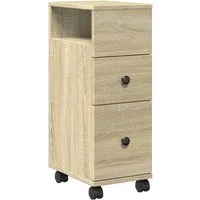 vidaXL Fächerschrank Schmaler Badschrank mit Rädern Sonoma-Eiche Holzwerkstoff (1-St)