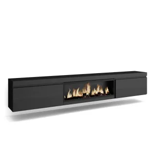 Skraut Home Lowboard,, Schwarz, Holzwerkstoff, Rechteckig,Rechteckig, 267x45x35 cm, Wohnzimmer, Wohnwände, Lowboards, Lowboards stehend
