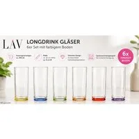 LAV Gläser-Set Longdrink 6 Stück farblich sortiert
