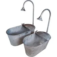 colourliving Pflanzkübel Zinkwannen Set (verzinkt) im Badewannen-Look – Metall-
