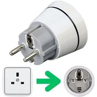 Hama Reise-Stecker Strom-Adapter UK auf DE EU Weiß Stromadapter Typ E, Typ F zu Typ G, UK England Steckdose Dubai Typ G auf Deutschland DE EU Stecker Typ F